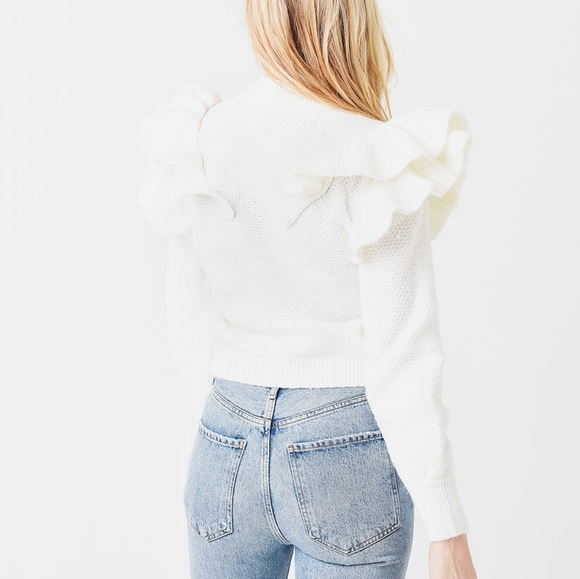 BB DAKOTA by STEVE MADDEN NWT Ruffle Cable KNit Long Sleeve Sweater - Picture 2 of 5